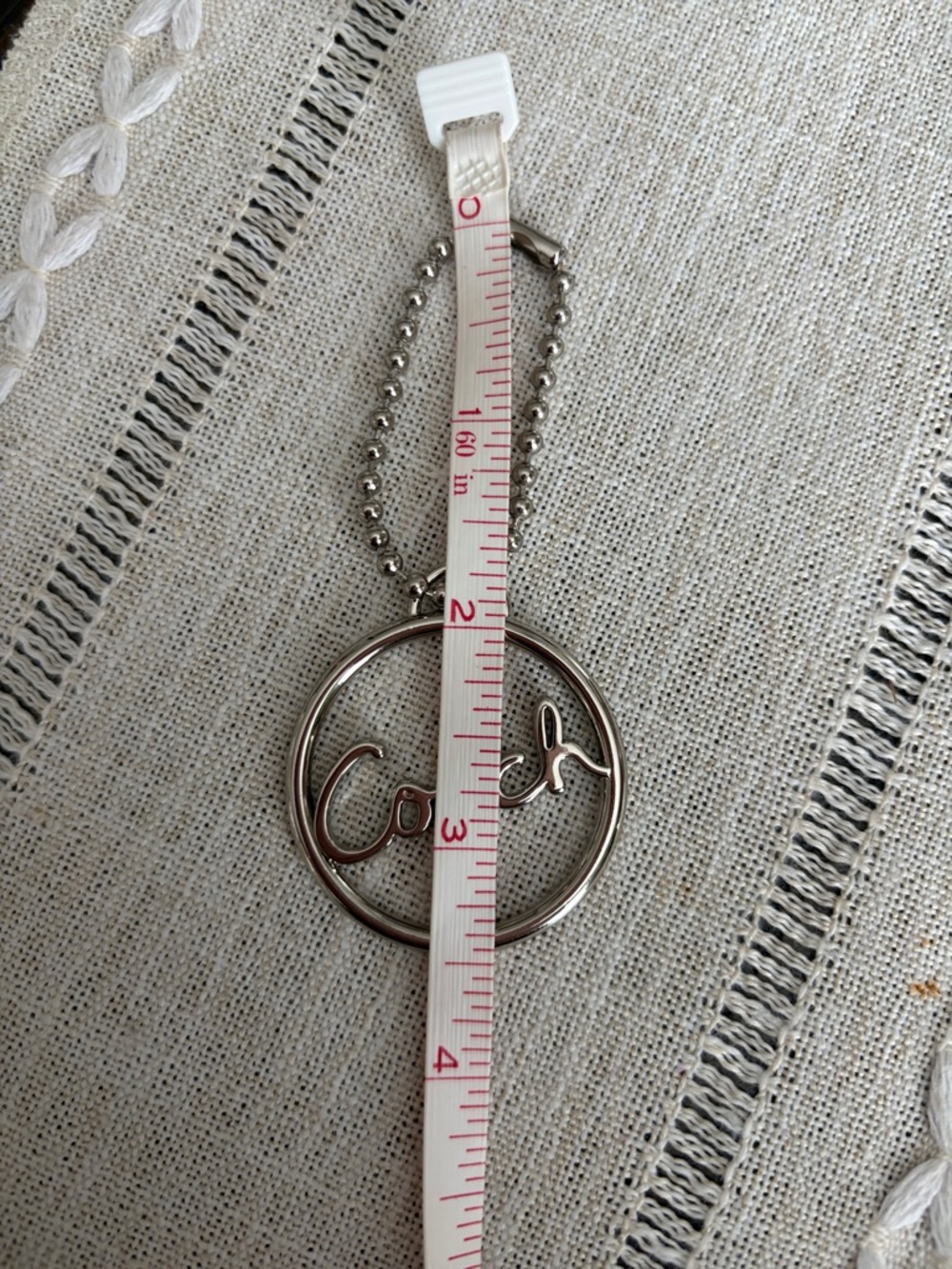 Coach Silver Script Circle Keychain - Picture 4 of 4